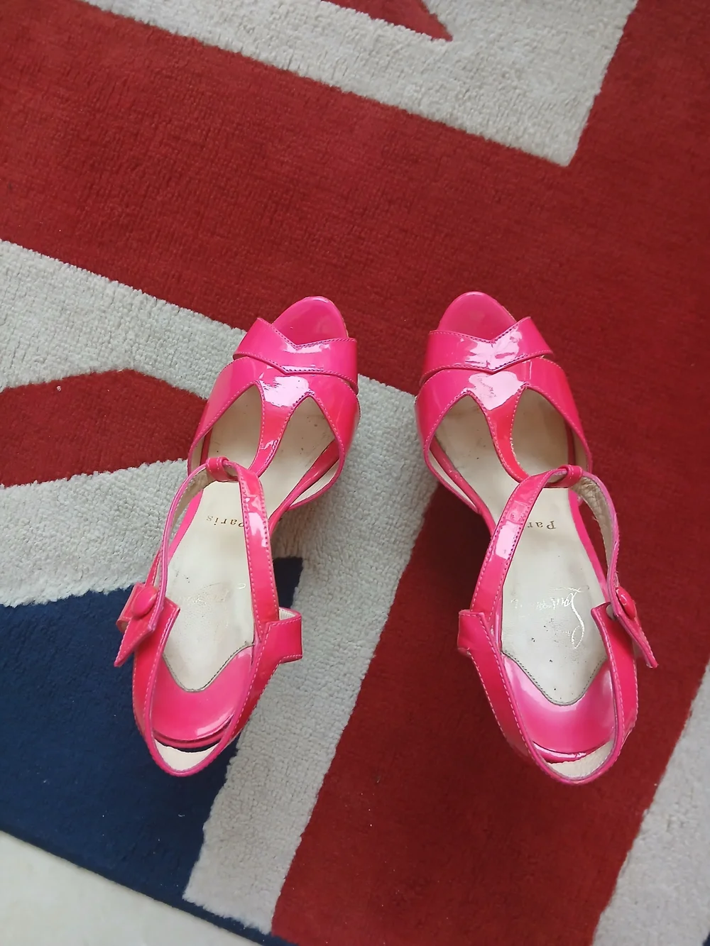 Christian Louboutin  Pink Cork Wedge Sandals - Stylish Platform Heels